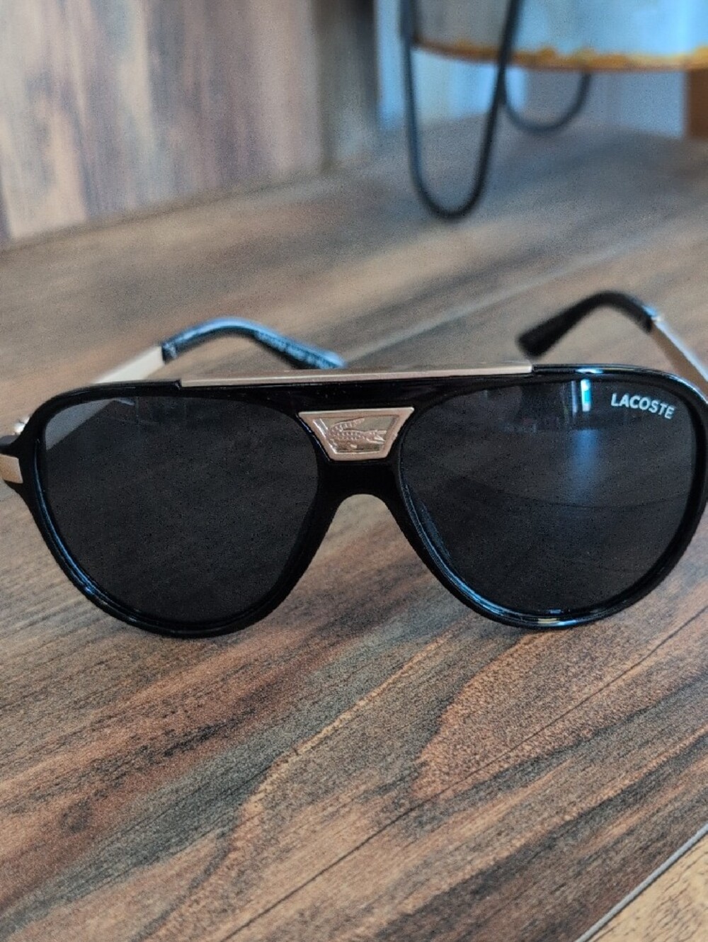 Lacoste Black & Gold Luxury Aviator Sunglasses with Case M468